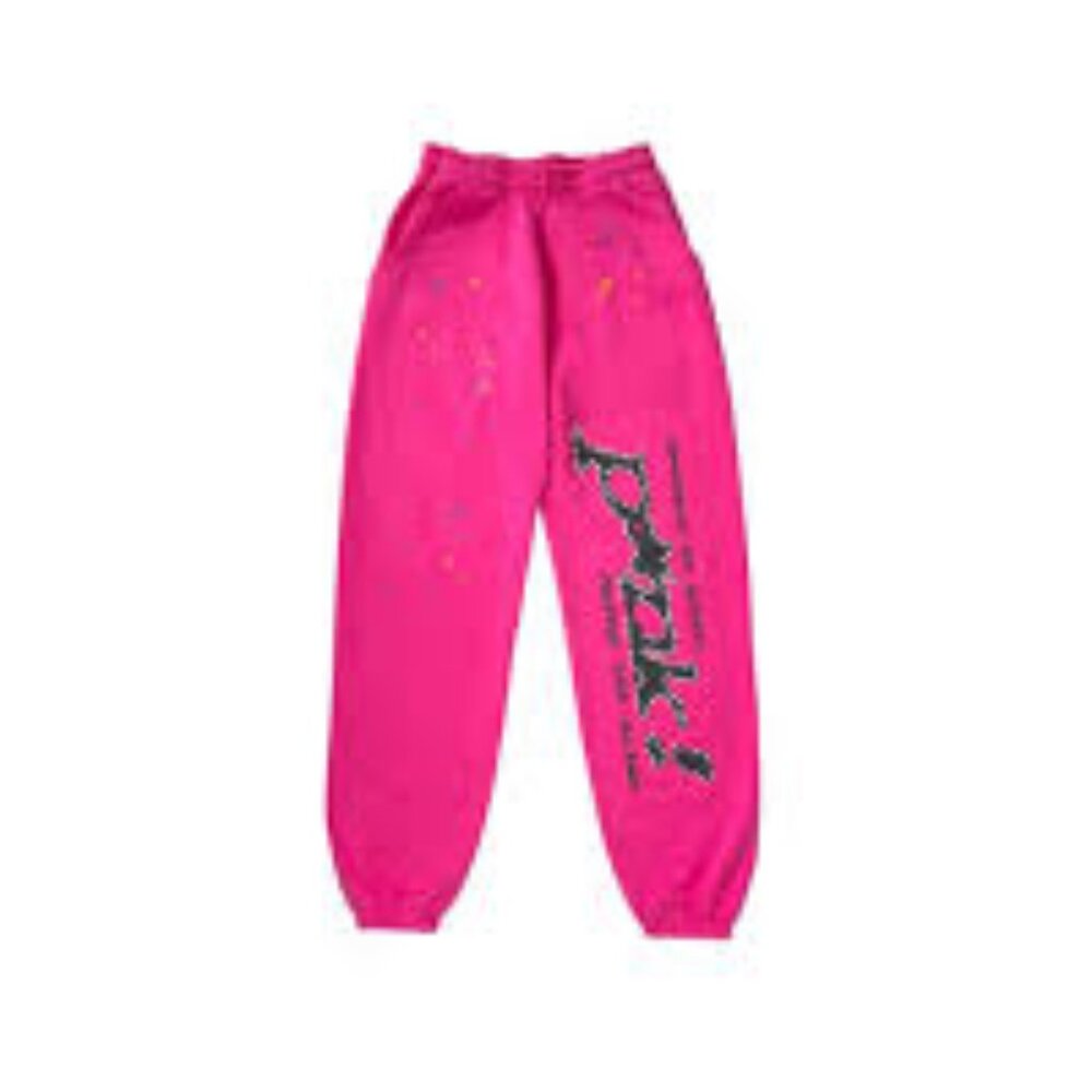 Sp5der P*nk Sweatpants Black on Pink